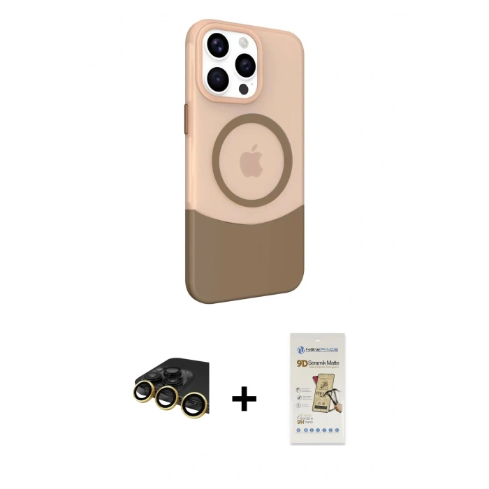MARSİLYAN™- iPhone 14 Pro Max Kılıf Çekirdek Asil Özel Seri - Siyah Mat Seramik Nano Ekran Koruyucu + Raze Metal Kamera Lens - GD