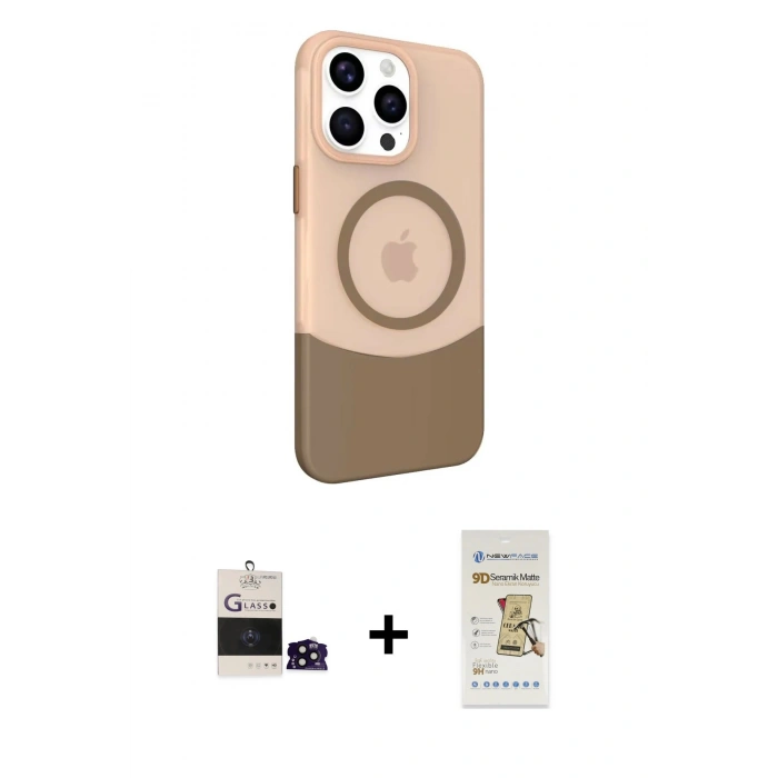 MARSİLYAN™- iPhone 14 Pro Max Kılıf Çekirdek Asil Özel Seri - Siyah Mat Seramik Nano Ekran Koruyucu + Bilvis Titan Kamera Lens - SH