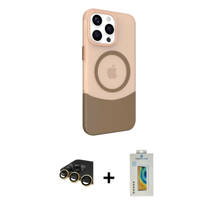 MARSİLYAN™- iPhone 14 Pro Max Kılıf Çekirdek Asil Özel Seri - Siyah Polymer Nano Ekran Koruyucu + Raze Metal Kamera Lens - GD