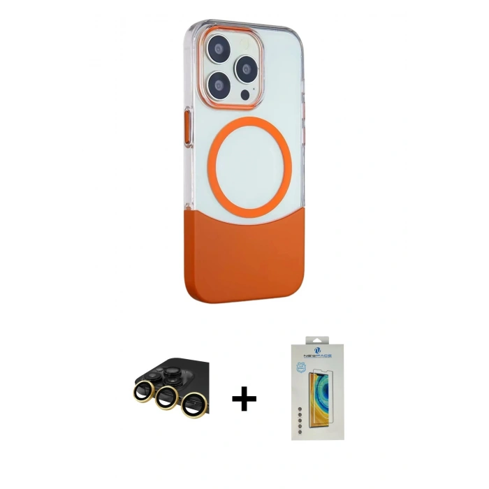 MARSİLYAN™- iPhone 14 Pro Max Kılıf Çekirdek Asil Özel Seri - Siyah Polymer Nano Ekran Koruyucu + Raze Metal Kamera Lens - GD