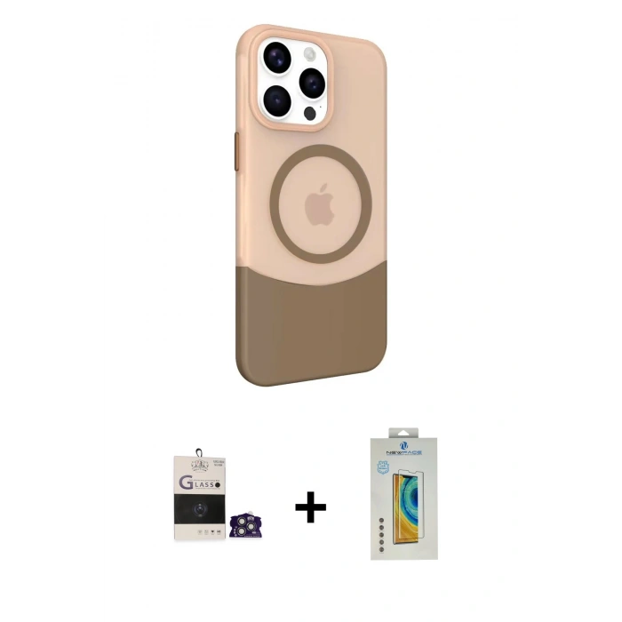 MARSİLYAN™- iPhone 14 Pro Max Kılıf Çekirdek Asil Özel Seri - Siyah Polymer Nano Ekran Koruyucu + Gümüş Bilvis Titan Kamera Lens