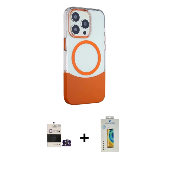 MARSİLYAN™- iPhone 14 Pro Max Kılıf Çekirdek Asil Özel Seri - Siyah Polymer Nano Ekran Koruyucu + Gümüş Bilvis Titan Kamera Lens