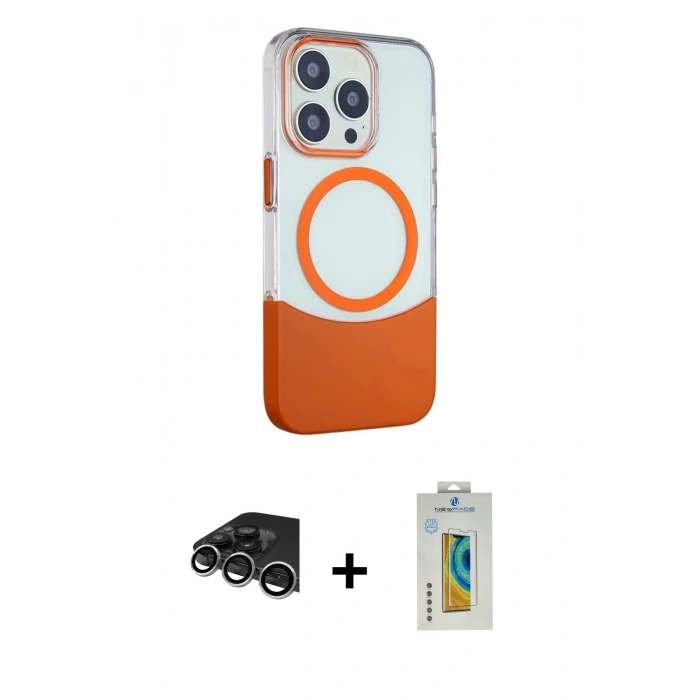 MARSİLYAN™- iPhone 14 Pro Max Kılıf Çekirdek Asil Özel Seri - Siyah Polymer Nano Ekran Koruyucu + Raze Metal Kamera Lens - GS
