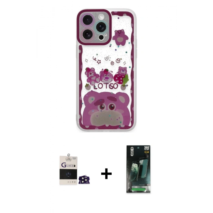 MARSİLYAN™- iPhone 14 Pro Max Kılıf Çekirdek Asil - Şeffaf 360 Full Body Arka Koruyucu + Bilvis Titan Kamera Lens - DNMR