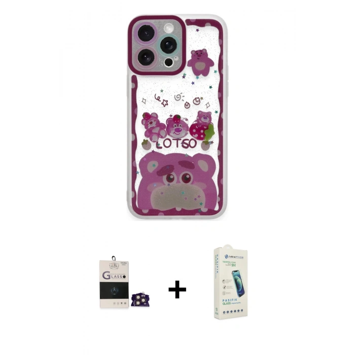 MARSİLYAN™- iPhone 14 Pro Max Kılıf Çekirdek Asil - Şeffaf Pasifik Cam Ekran Koruyucu + Bilvis Titan Kamera Lens - GD