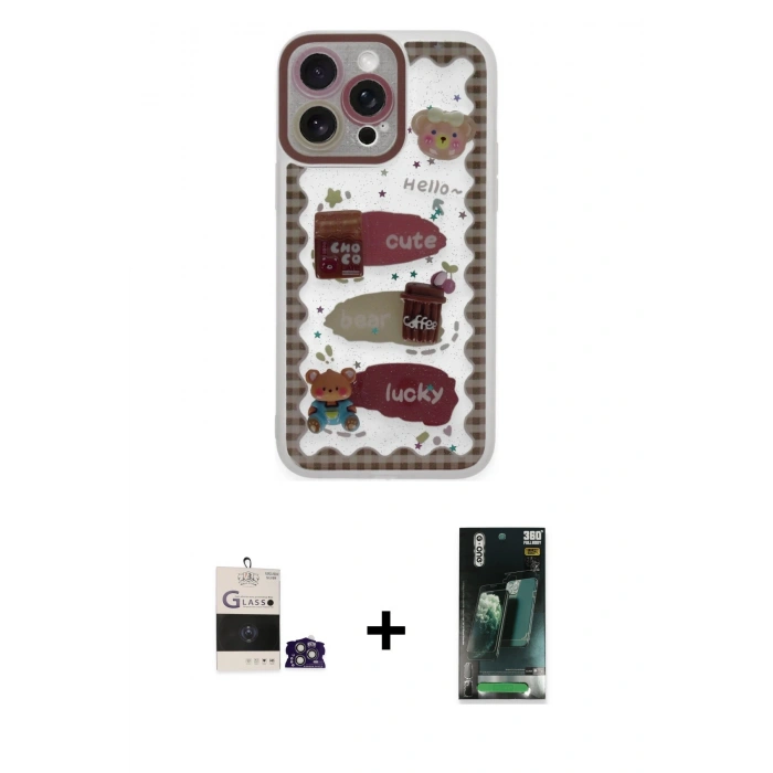 MARSİLYAN™- iPhone 14 Pro Max Kılıf Çekirdek Asil - Siyah 360 Mat Full Body Arka Koruyucu + Gümüş Bilvis Titan Kamera Lens