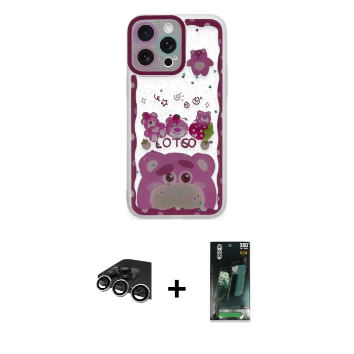 MARSİLYAN™- iPhone 14 Pro Max Kılıf Çekirdek Asil - Siyah 360 Mat Full Body Arka Koruyucu + Gümüş Raze Metal Kamera Lens