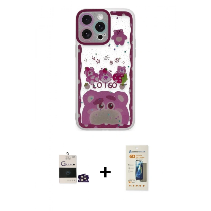 MARSİLYAN™- iPhone 14 Pro Max Kılıf Çekirdek Asil - Siyah 6D Mat Seramik Hayalet Nano Ekran Koruyucu + Bilvis Titan Kamera Lens - GD