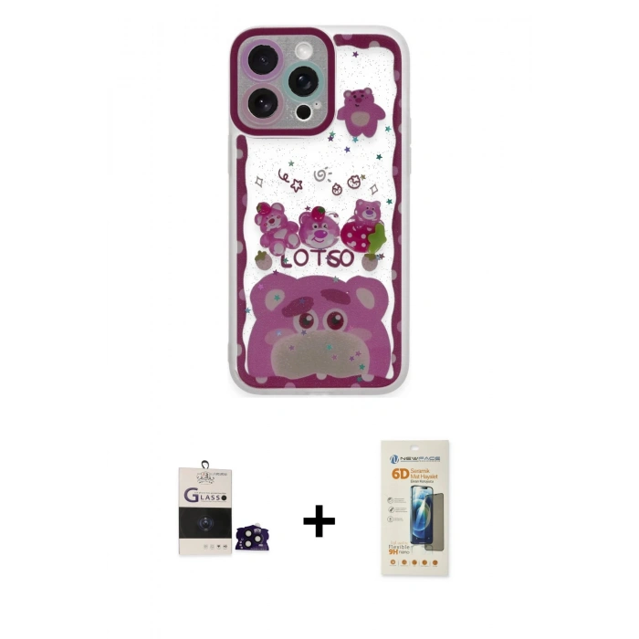 MARSİLYAN™- iPhone 14 Pro Max Kılıf Çekirdek Asil - Siyah 6D Mat Seramik Hayalet Nano Ekran Koruyucu + Siyah Bilvis Titan Kamera Lens