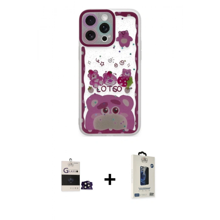 MARSİLYAN™- iPhone 14 Pro Max Kılıf Çekirdek Asil - Siyah Bilvis Hayalet Cam Ekran Koruyucu + Bilvis Titan Kamera Lens - SH