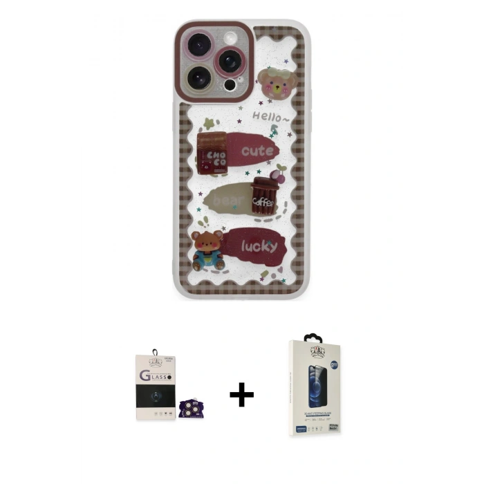 MARSİLYAN™- iPhone 14 Pro Max Kılıf Çekirdek Asil - Siyah Bilvis Hayalet Cam Ekran Koruyucu + Bilvis Titan Kamera Lens - GD