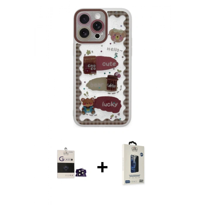 MARSİLYAN™- iPhone 14 Pro Max Kılıf Çekirdek Asil - Siyah Bilvis Hayalet Cam Ekran Koruyucu + Bilvis Titan Kamera Lens - SH
