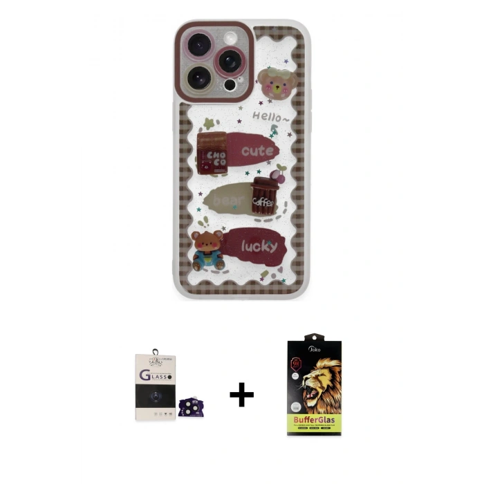 MARSİLYAN™- iPhone 14 Pro Max Kılıf Çekirdek Asil - Siyah Buffer Cam Ekran Koruyucu + Bilvis Titan Kamera Lens - SH