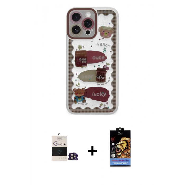 MARSİLYAN™- iPhone 14 Pro Max Kılıf Çekirdek Asil - Siyah Buffer Hayalet Cam Ekran Koruyucu + Bilvis Titan Kamera Lens - GD