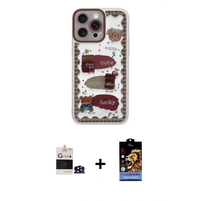 MARSİLYAN™- iPhone 14 Pro Max Kılıf Çekirdek Asil - Siyah Buffer Hayalet Cam Ekran Koruyucu + Bilvis Titan Kamera Lens - DNMR