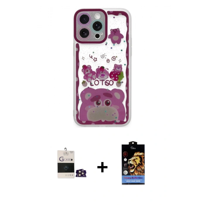 MARSİLYAN™- iPhone 14 Pro Max Kılıf Çekirdek Asil - Siyah Buffer Hayalet Cam Ekran Koruyucu + Bilvis Titan Kamera Lens - GD
