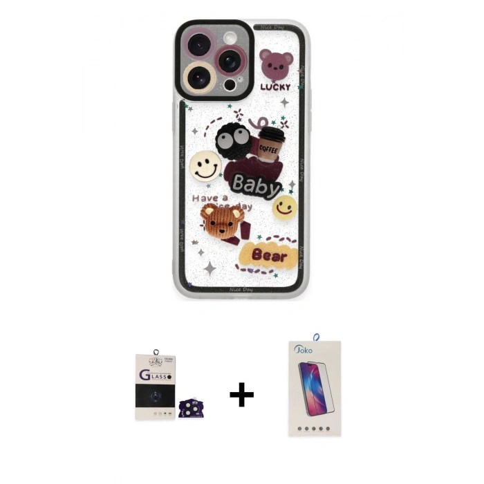 MARSİLYAN™- iPhone 14 Pro Max Kılıf Çekirdek Asil - Siyah Joko 5D Cam + Bilvis Titan Kamera Lens - DNMR