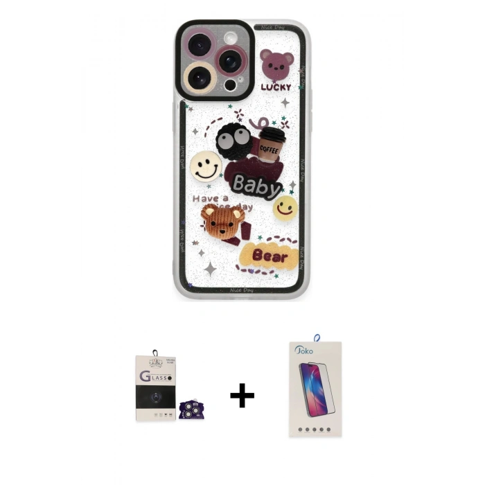 MARSİLYAN™- iPhone 14 Pro Max Kılıf Çekirdek Asil - Siyah Joko 5D Cam + Bilvis Titan Kamera Lens - GS