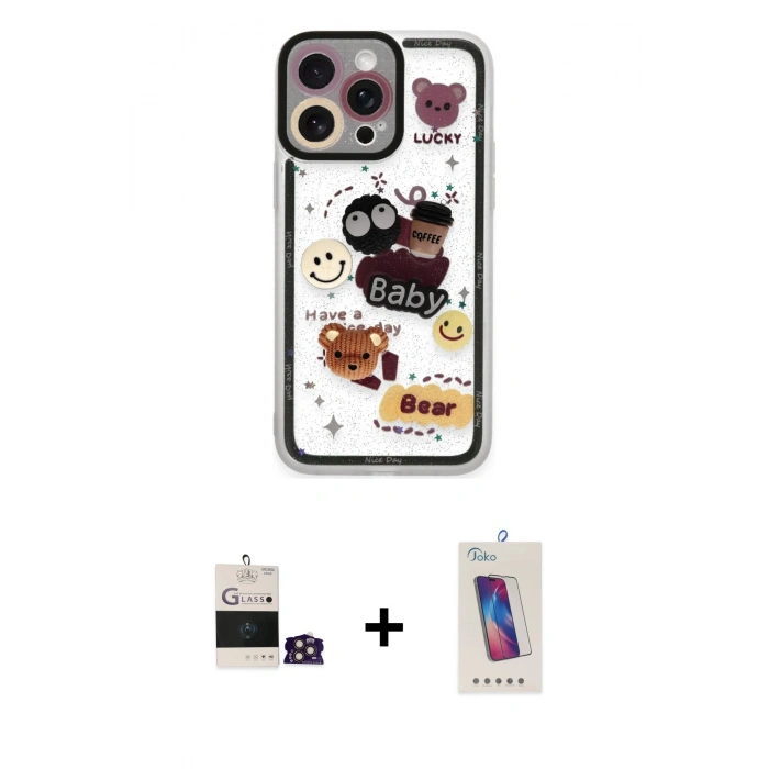 MARSİLYAN™- iPhone 14 Pro Max Kılıf Çekirdek Asil - Siyah Joko 5D Cam + Bilvis Titan Kamera Lens - GD
