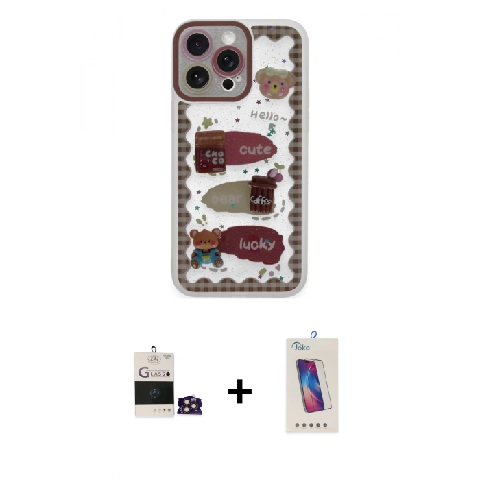 MARSİLYAN™- iPhone 14 Pro Max Kılıf Çekirdek Asil - Siyah Joko 5D Cam + Bilvis Titan Kamera Lens - GD
