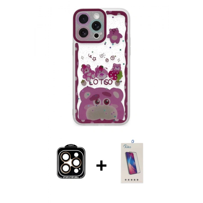 MARSİLYAN™- iPhone 14 Pro Max Kılıf Çekirdek Asil - Siyah Joko 5D Cam + PVD Metal Kamera Lens - TU