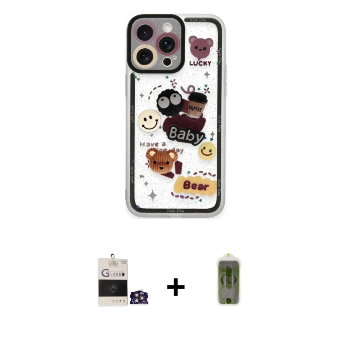 MARSİLYAN™- iPhone 14 Pro Max Kılıf Çekirdek Asil - Siyah Joko Magic 5D Hayalet Cam + Bilvis Titan Kamera Lens - GS