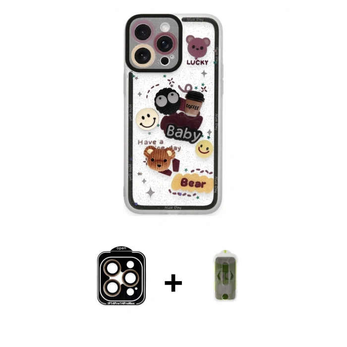 MARSİLYAN™- iPhone 14 Pro Max Kılıf Çekirdek Asil - Siyah Joko Magic 5D Hayalet Cam + PVD Metal Kamera Lens - TU