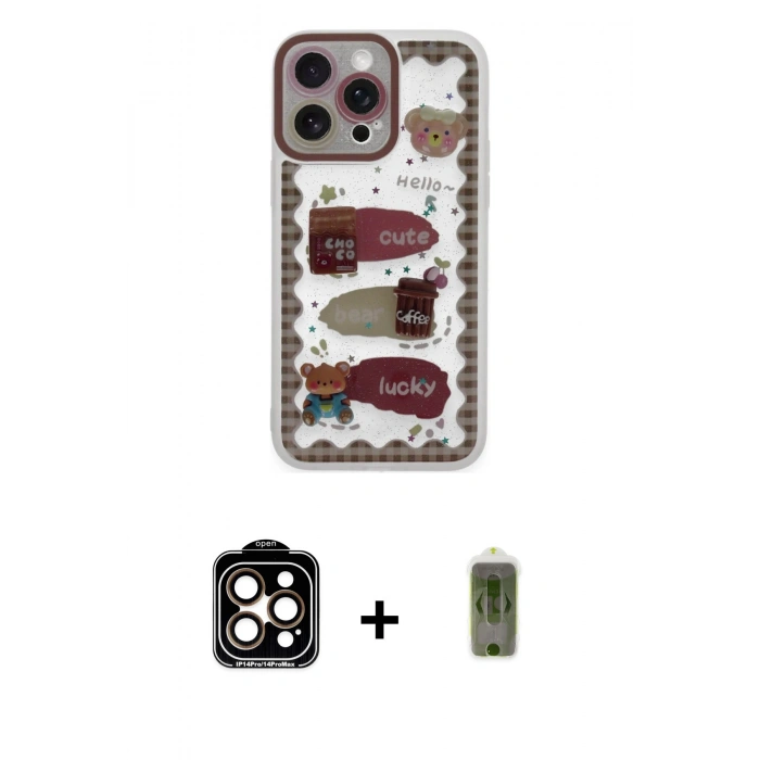 MARSİLYAN™- iPhone 14 Pro Max Kılıf Çekirdek Asil - Siyah Joko Magic 5D Hayalet Cam + PVD Metal Kamera Lens - TU