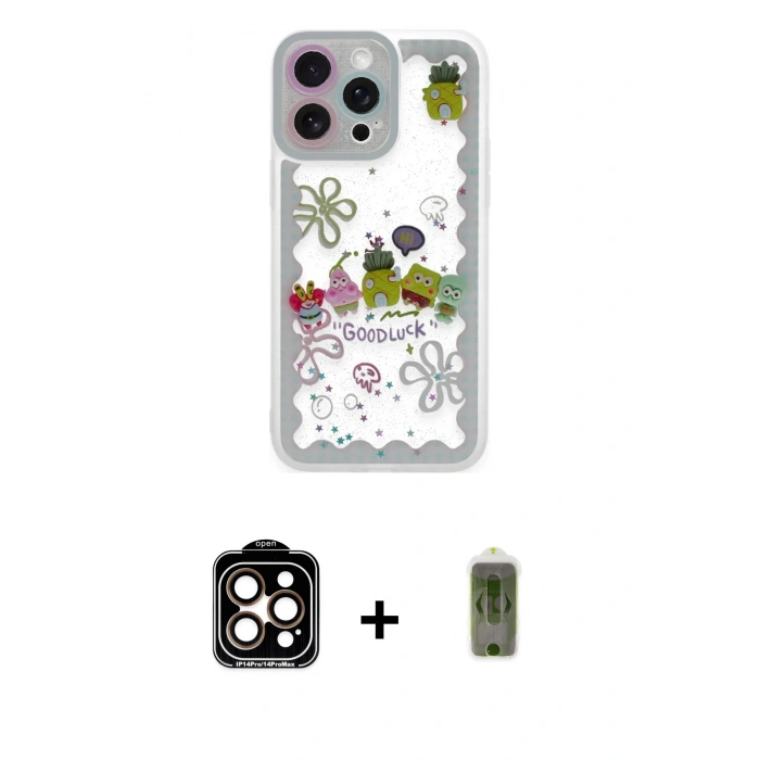 MARSİLYAN™- iPhone 14 Pro Max Kılıf Çekirdek Asil - Siyah Joko Magic 5D Hayalet Cam + PVD Metal Kamera Lens - TU