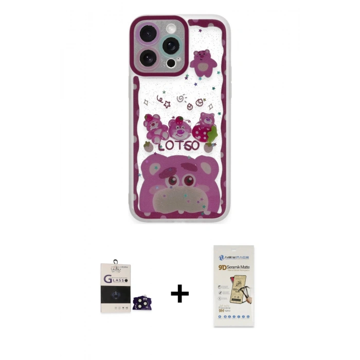 MARSİLYAN™- iPhone 14 Pro Max Kılıf Çekirdek Asil - Siyah Mat Seramik Nano Ekran Koruyucu + Bilvis Titan Kamera Lens - SH