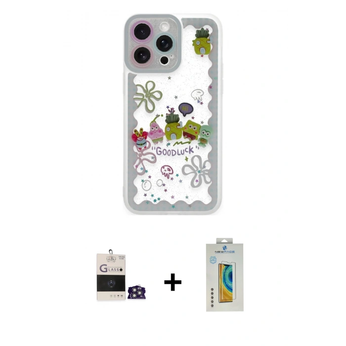 MARSİLYAN™- iPhone 14 Pro Max Kılıf Çekirdek Asil - Siyah Polymer Nano Ekran Koruyucu + Bilvis Titan Kamera Lens - GS