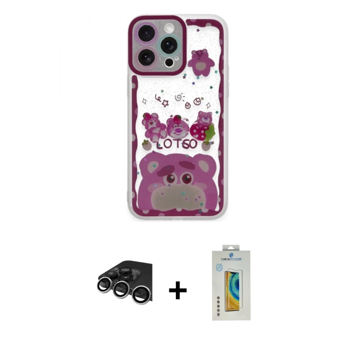 MARSİLYAN™- iPhone 14 Pro Max Kılıf Çekirdek Asil - Siyah Polymer Nano Ekran Koruyucu + Raze Metal Kamera Lens - GS