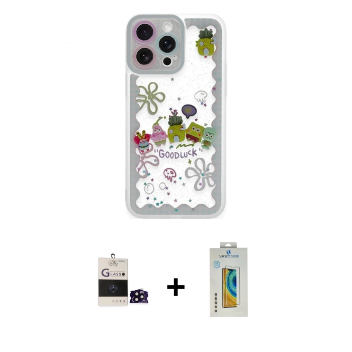 MARSİLYAN™- iPhone 14 Pro Max Kılıf Çekirdek Asil - Siyah Polymer Nano Ekran Koruyucu + Bilvis Titan Kamera Lens - SH