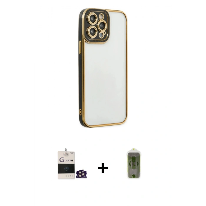 MARSİLYAN™- iPhone 14 Pro Max Kılıf Çekirdek Klasik Serisi - Siyah Joko Magic 5D Hayalet Cam + Bilvis Titan Kamera Lens - GD
