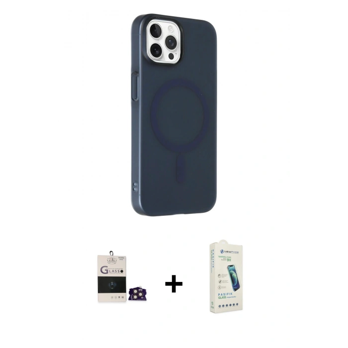 MARSİLYAN™- iPhone 14 Pro Max Kılıf Çekirdek Modern Prime - Şeffaf Pasifik Cam Ekran Koruyucu + Bilvis Titan Kamera Lens - GD