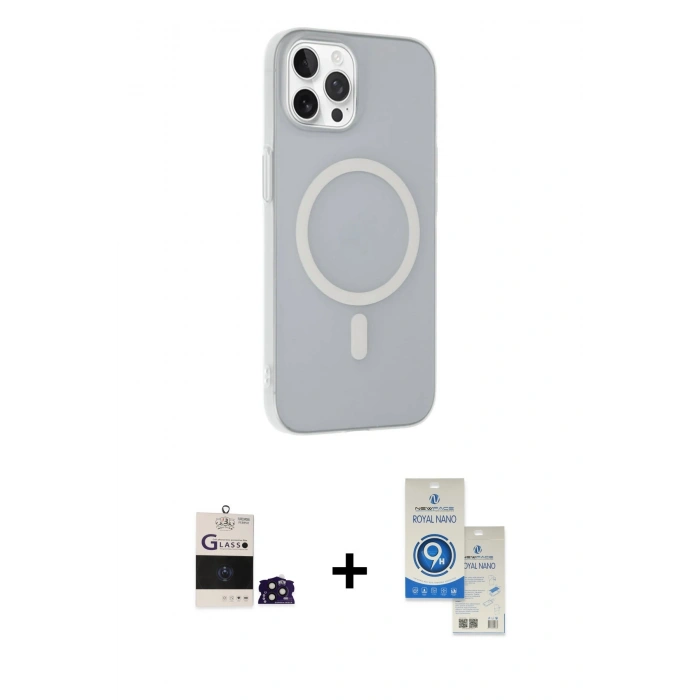 MARSİLYAN™- iPhone 14 Pro Max Kılıf Çekirdek Modern Prime - Şeffaf Royal Nano Ekran Koruyucu + Bilvis Titan Kamera Lens - DNMR