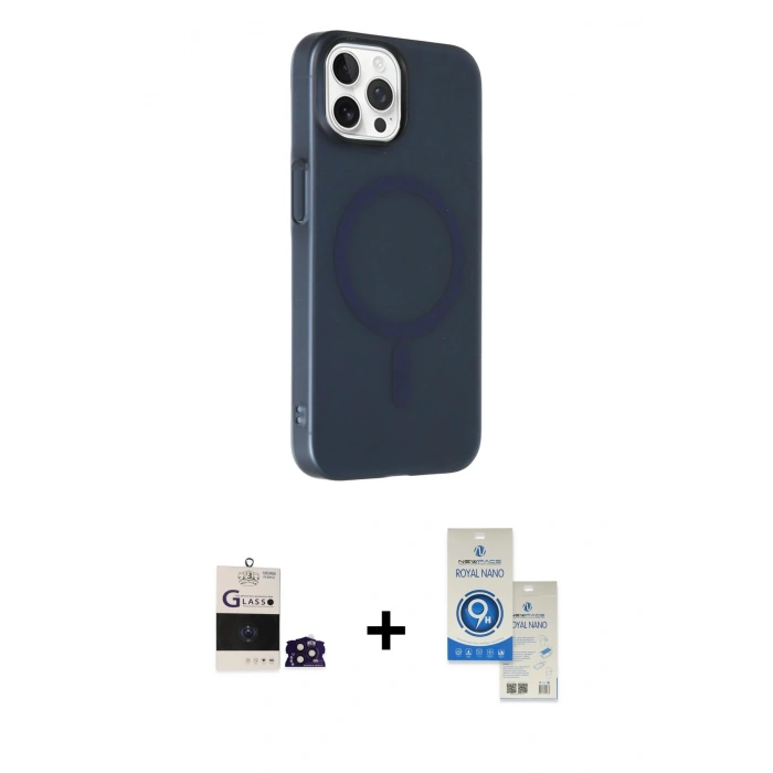 MARSİLYAN™- iPhone 14 Pro Max Kılıf Çekirdek Modern Prime - Şeffaf Royal Nano Ekran Koruyucu + Bilvis Titan Kamera Lens - DNMR
