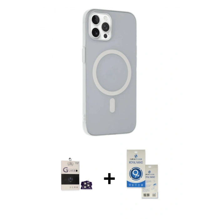 MARSİLYAN™- iPhone 14 Pro Max Kılıf Çekirdek Modern Prime - Şeffaf Royal Nano Ekran Koruyucu + Bilvis Titan Kamera Lens - GS