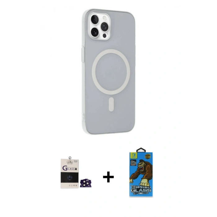 MARSİLYAN™- iPhone 14 Pro Max Kılıf Çekirdek Modern Prime - Siyah 18D Cam Ekran Koruyucu + Bilvis Titan Kamera Lens - DNMR