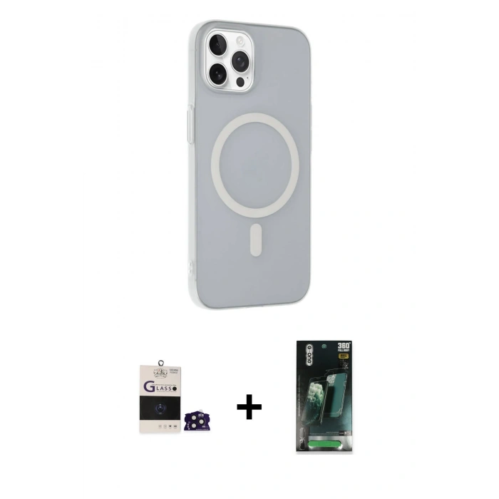 MARSİLYAN™- iPhone 14 Pro Max Kılıf Çekirdek Modern Prime - Siyah 360 Mat Full Body Arka Koruyucu + Bilvis Titan Kamera Lens - DNMR