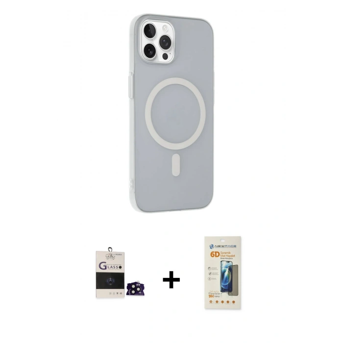 MARSİLYAN™- iPhone 14 Pro Max Kılıf Çekirdek Modern Prime - Siyah 6D Mat Seramik Hayalet Nano Ekran Koruyucu + Bilvis Titan Kamera Lens - SH