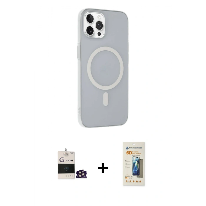 MARSİLYAN™- iPhone 14 Pro Max Kılıf Çekirdek Modern Prime - Siyah 6D Mat Seramik Hayalet Nano Ekran Koruyucu + Bilvis Titan Kamera Lens - GD
