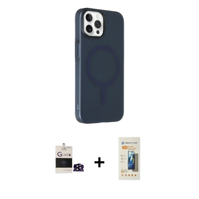 MARSİLYAN™- iPhone 14 Pro Max Kılıf Çekirdek Modern Prime - Siyah 6D Mat Seramik Hayalet Nano Ekran Koruyucu + Bilvis Titan Kamera Lens - SH