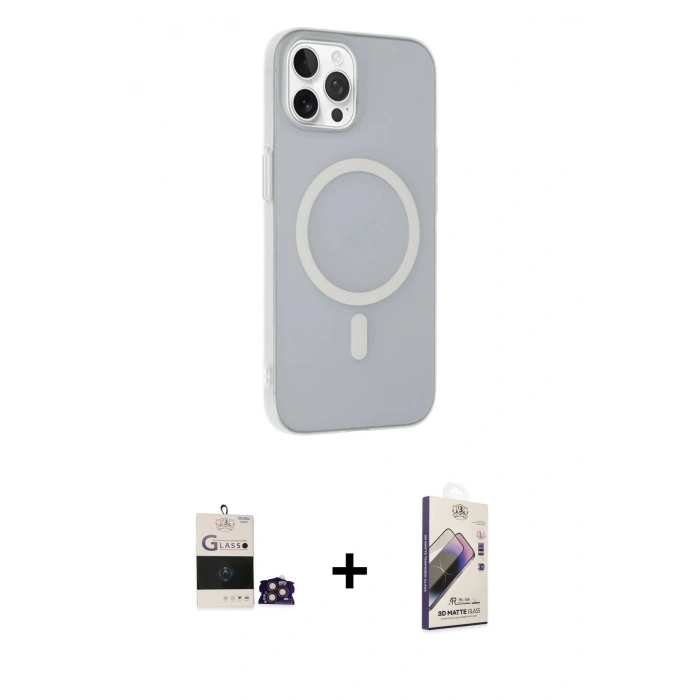 MARSİLYAN™- iPhone 14 Pro Max Kılıf Çekirdek Modern Prime - Siyah Bilvis 3D Mat Cam Ekran Koruyucu + Bilvis Titan Kamera Lens - GD