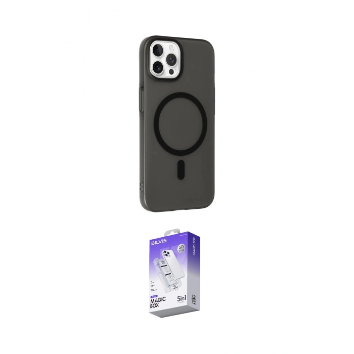 MARSİLYAN™- iPhone 14 Pro Max Kılıf Çekirdek Modern Prime - Siyah Bilvis 5in1 3D Magic Cam Ekran Koruyucu