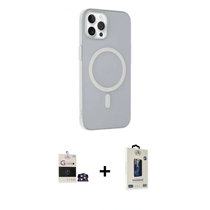 MARSİLYAN™- iPhone 14 Pro Max Kılıf Çekirdek Modern Prime - Siyah Bilvis Hayalet Cam Ekran Koruyucu + Bilvis Titan Kamera Lens - GS