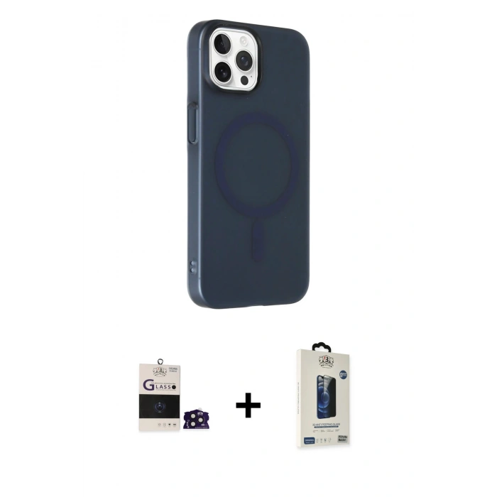MARSİLYAN™- iPhone 14 Pro Max Kılıf Çekirdek Modern Prime - Siyah Bilvis Hayalet Cam Ekran Koruyucu + Bilvis Titan Kamera Lens - DNMR
