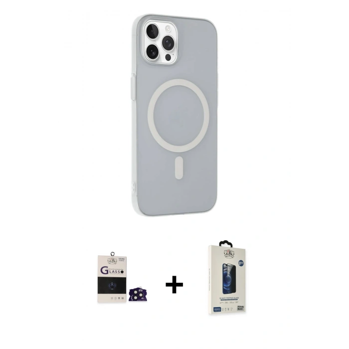 MARSİLYAN™- iPhone 14 Pro Max Kılıf Çekirdek Modern Prime - Siyah Bilvis Hayalet Cam Ekran Koruyucu + Bilvis Titan Kamera Lens - DNMR