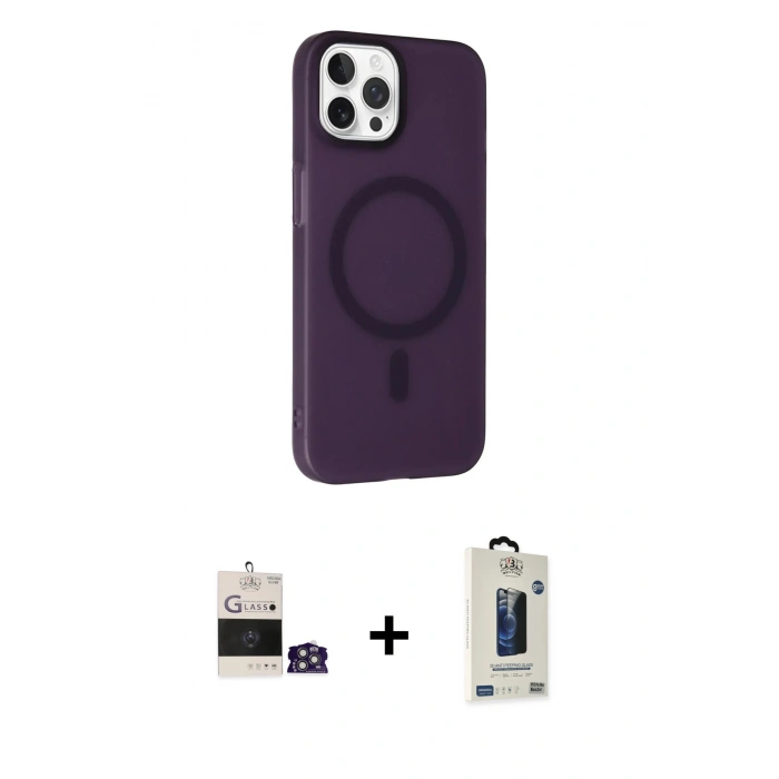 MARSİLYAN™- iPhone 14 Pro Max Kılıf Çekirdek Modern Prime - Siyah Bilvis Hayalet Cam Ekran Koruyucu + Bilvis Titan Kamera Lens - GS