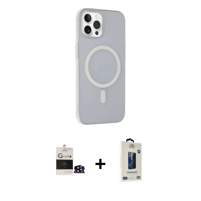 MARSİLYAN™- iPhone 14 Pro Max Kılıf Çekirdek Modern Prime - Siyah Bilvis Hayalet Cam Ekran Koruyucu + Bilvis Titan Kamera Lens - SH